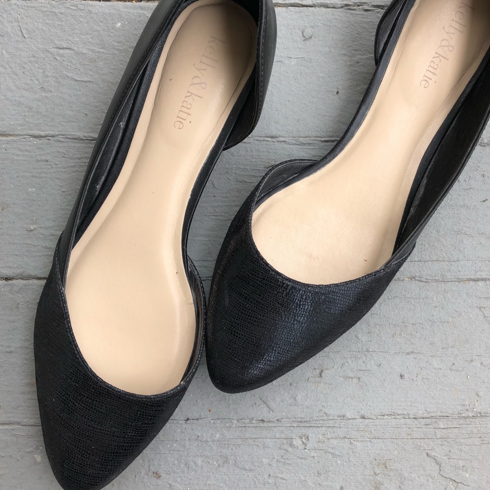 Kelly & Katie Black Dorsay Flats